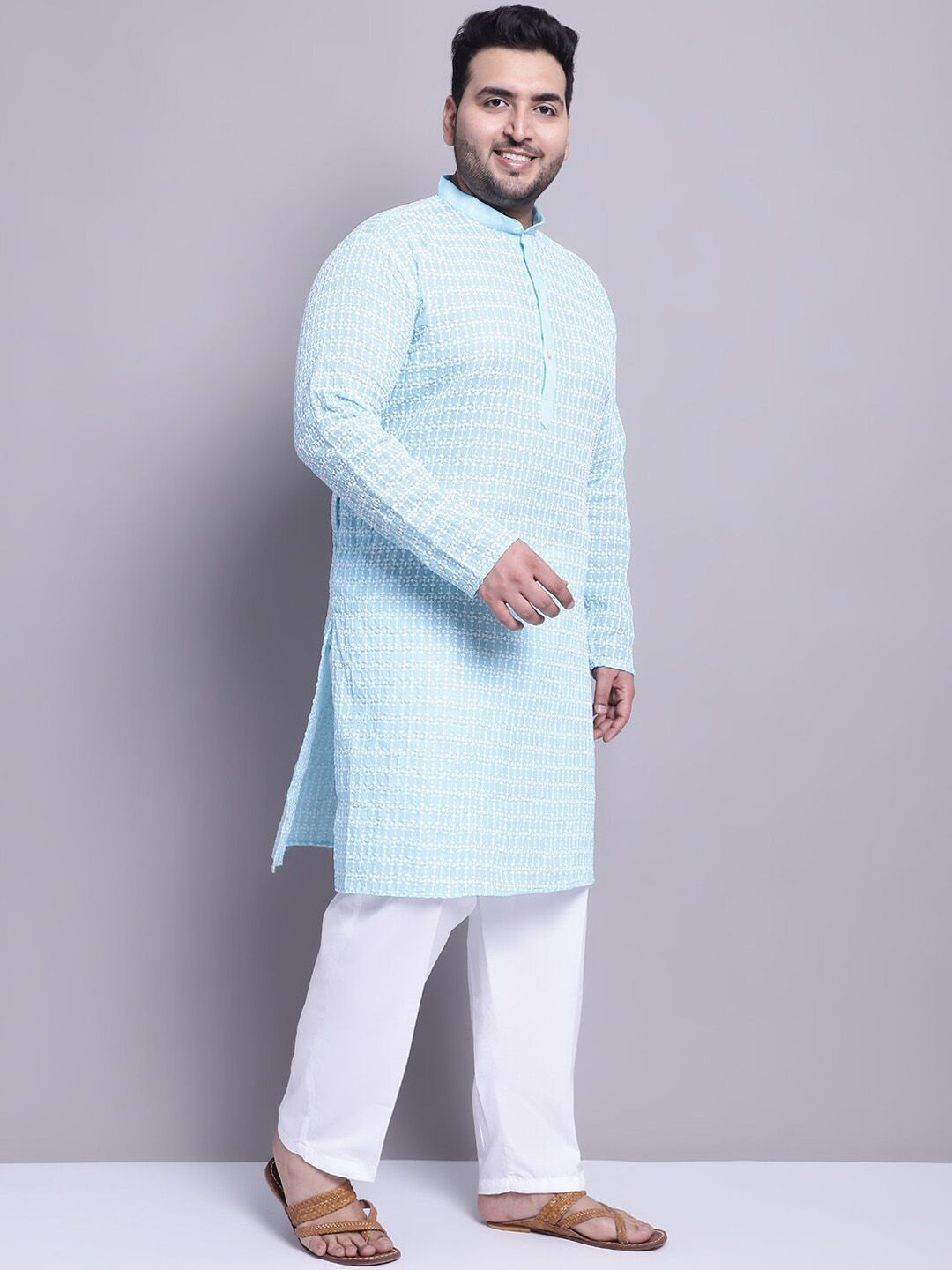 Kurta Sulam Motif Etnik SOJANYA PLUS Dengan Baju Tidur & Jaket Nehru