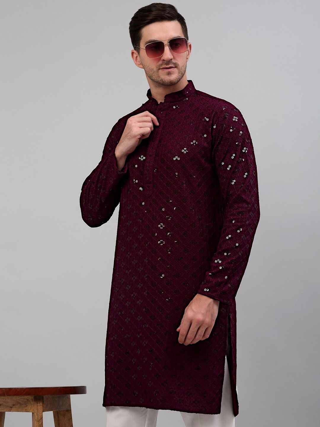 Jompers Sequined Embroidered Kurta with Pyjamas