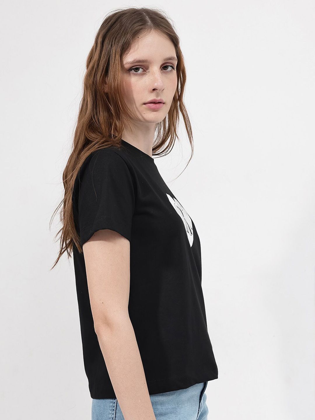 RAREISM Printed Round Neck Cotton T-shirt