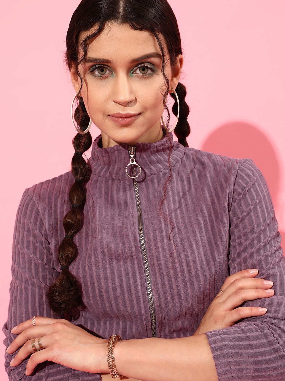 STREET 9 Women Beautiful Lavender Striped Jacket