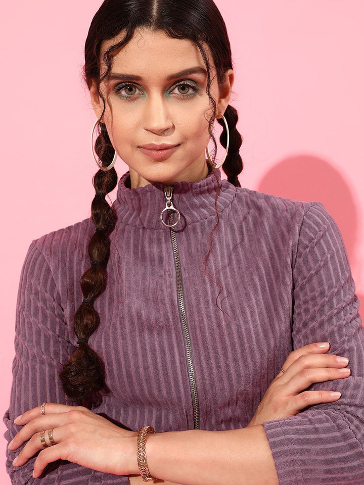 STREET 9 Women Beautiful Lavender Striped Jacket