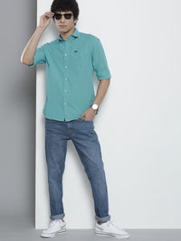 The Indian Garage Co Men Blue Solid Casual Shirt
