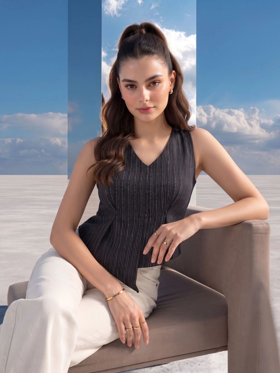 Mamicha Striped Cotton Top