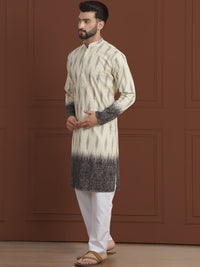 SOJANYA LUXE Motif Etnik Bersulam Kolar Mandarin Lurus Kapas Tulen Kurta & Piyama