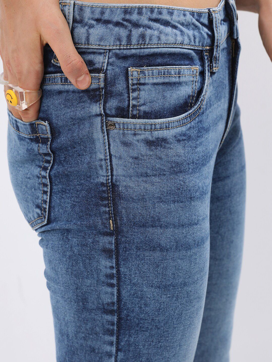 Tokyo Talkies Women Skinny Fit Clean Look Light Fade Cotton Stretchable Jeans