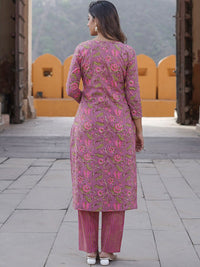KALINI Floral Printed Pure Cotton Kurta with Trousers & With Dupatta