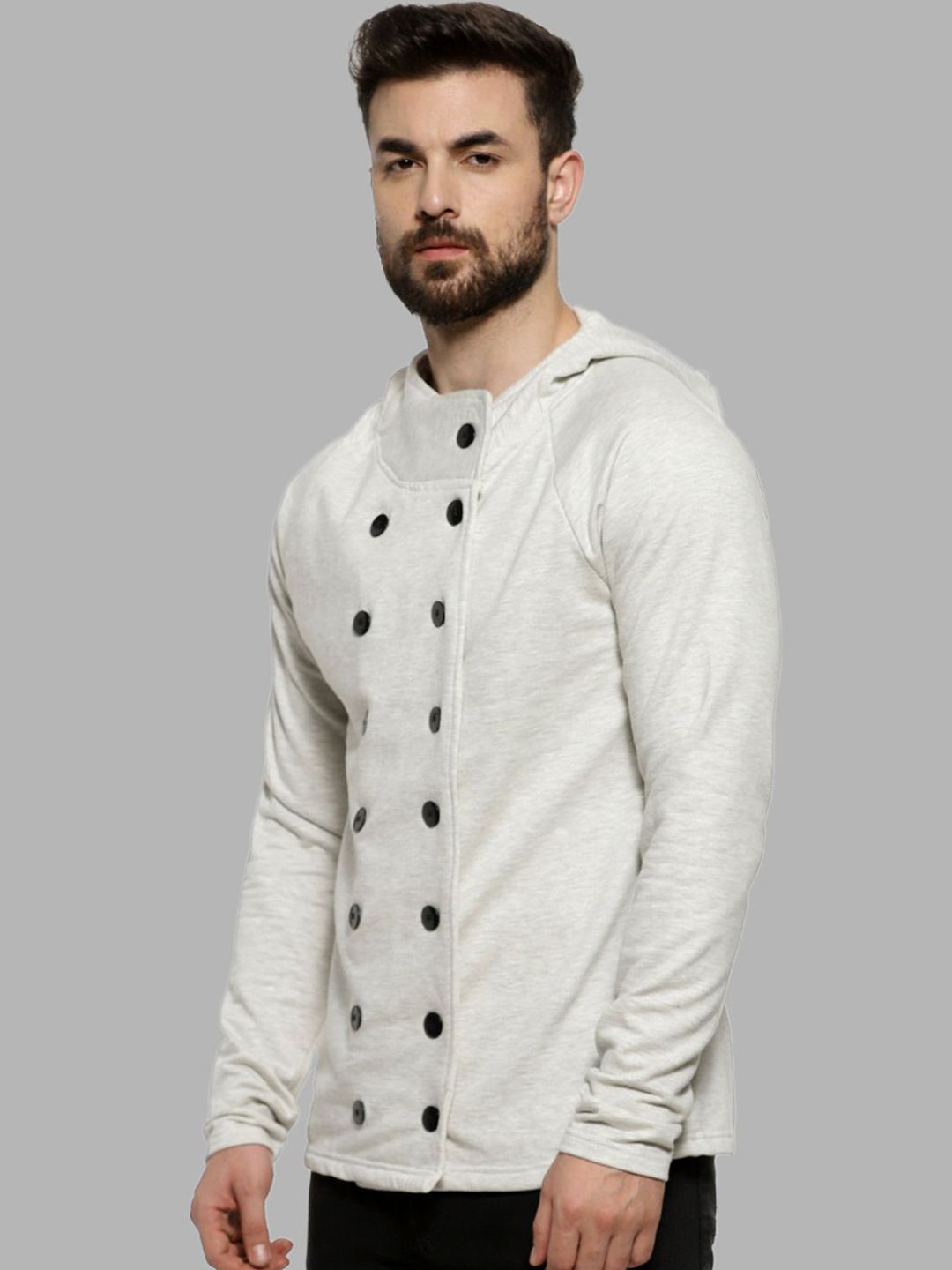 Campus Sutra Men Cream-Coloured Windcheater Outdoor Open Front Jacket