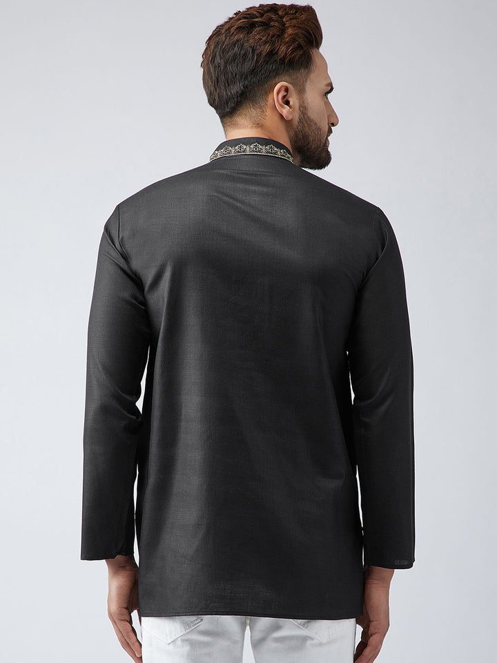 SOJANYA Men Black Solid Straight Kurta