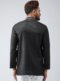 SOJANYA Men Black Solid Straight Kurta