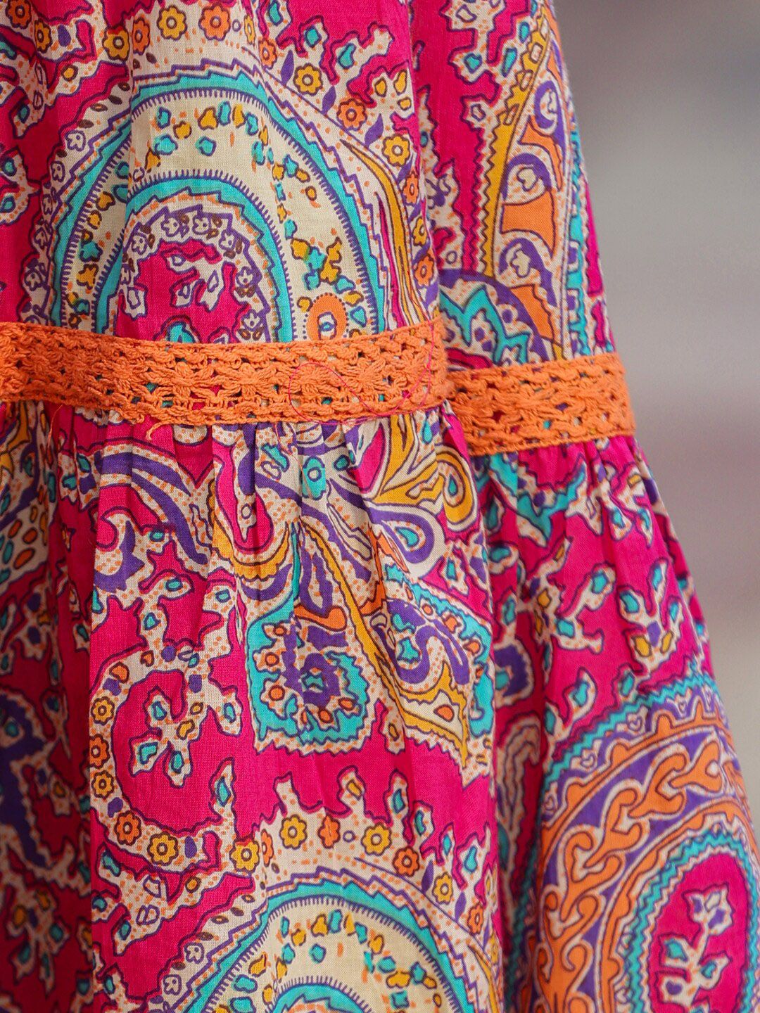 Rain & Rainbow Ethnic Motifs Printed Maxi Fit & Flare Tiered Pure Cotton Ethnic Dress