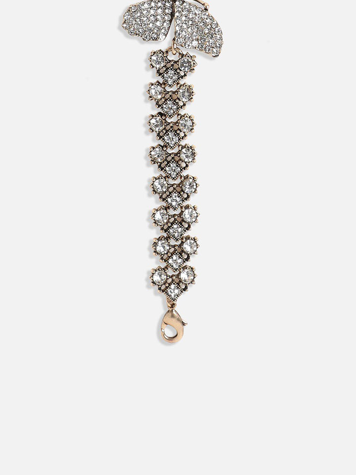 SOHI Gold-Plated Crystal Studded Charm Bracelet
