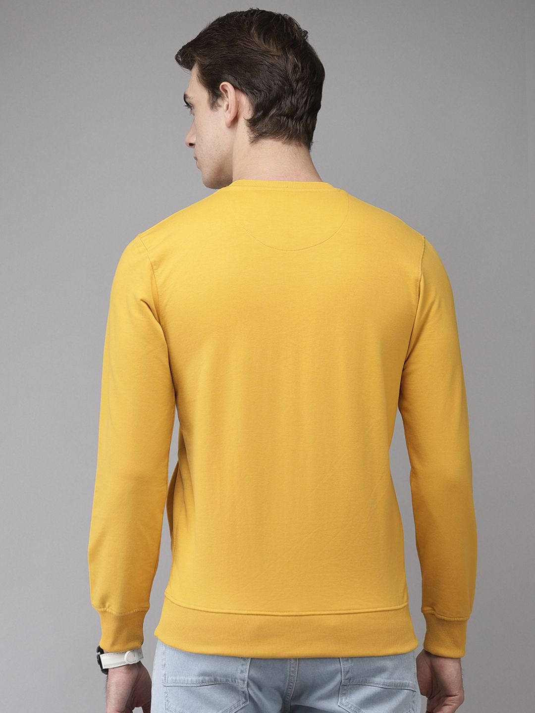 Park Avenue Men Yellow Brand Logo Printed Sweatshirt