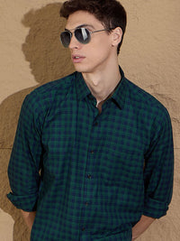 DENNISON Men's Tartan Checks Cotton Casual Shirt
