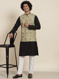 SOJANYA Mandarin Collar Regular Kurta With Trousers & Nehru Jacket