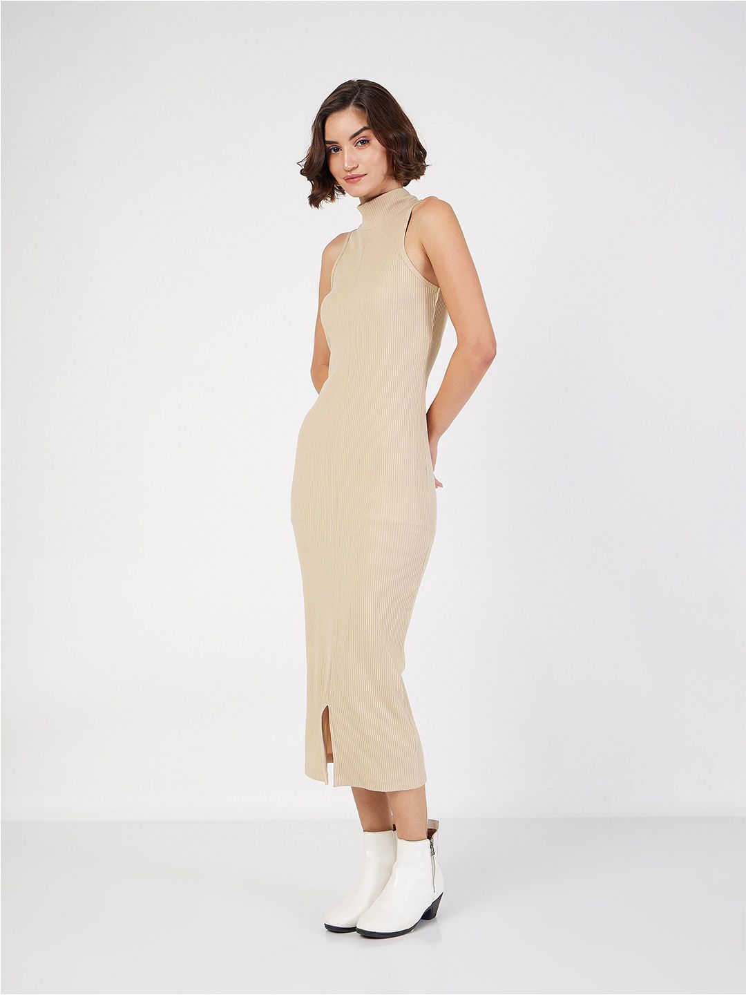 SASSAFRAS High Neck Sheath Midi Dress