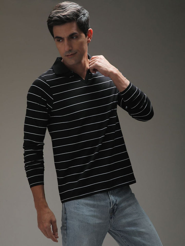 DILLINGER Men Regular Long Sleeve Polo Striped Tshirt
