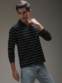 DILLINGER Men Regular Long Sleeve Polo Striped Tshirt