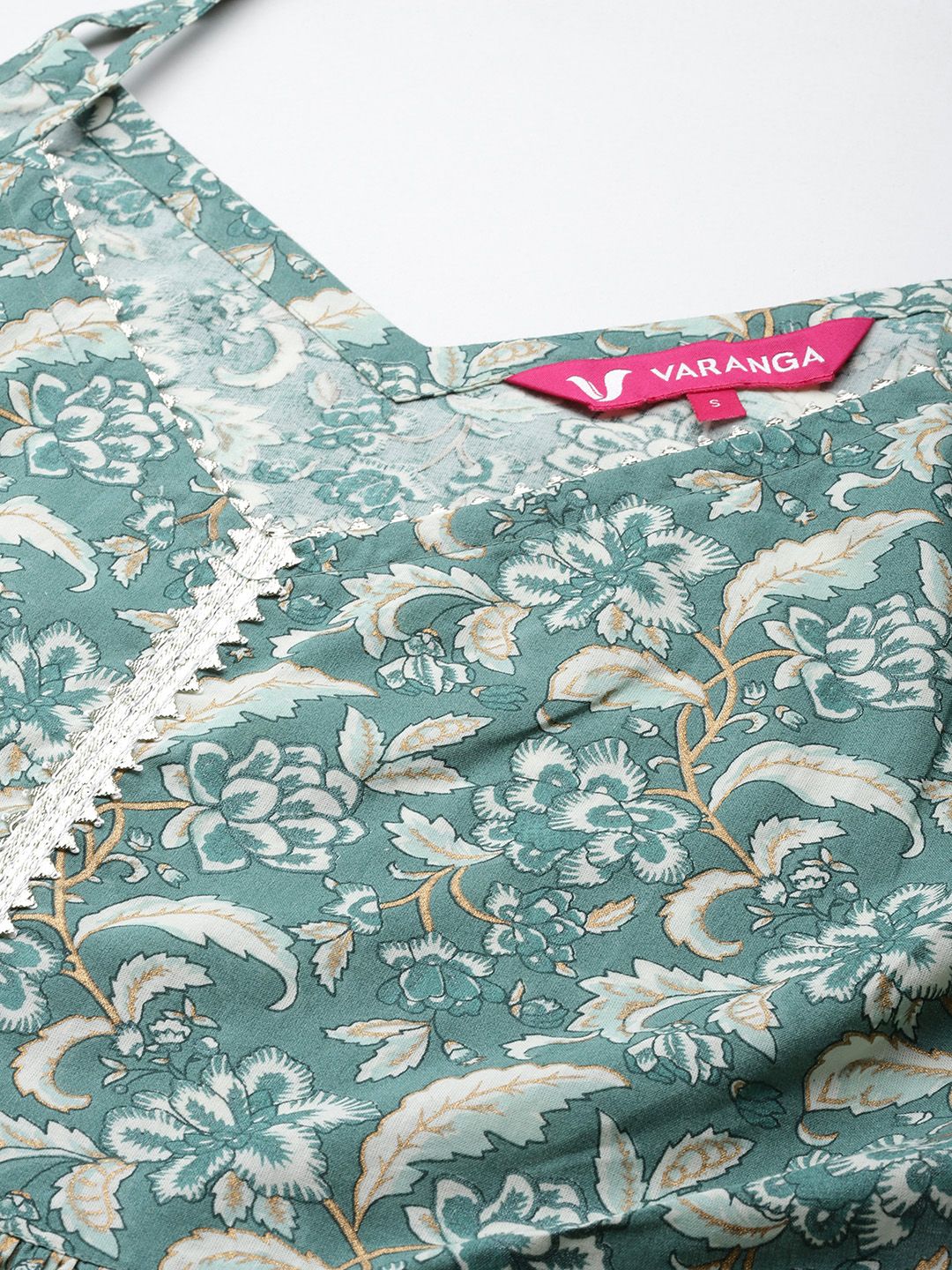Varanga Women Floral Printed Gotta Patti A-Line Kurta