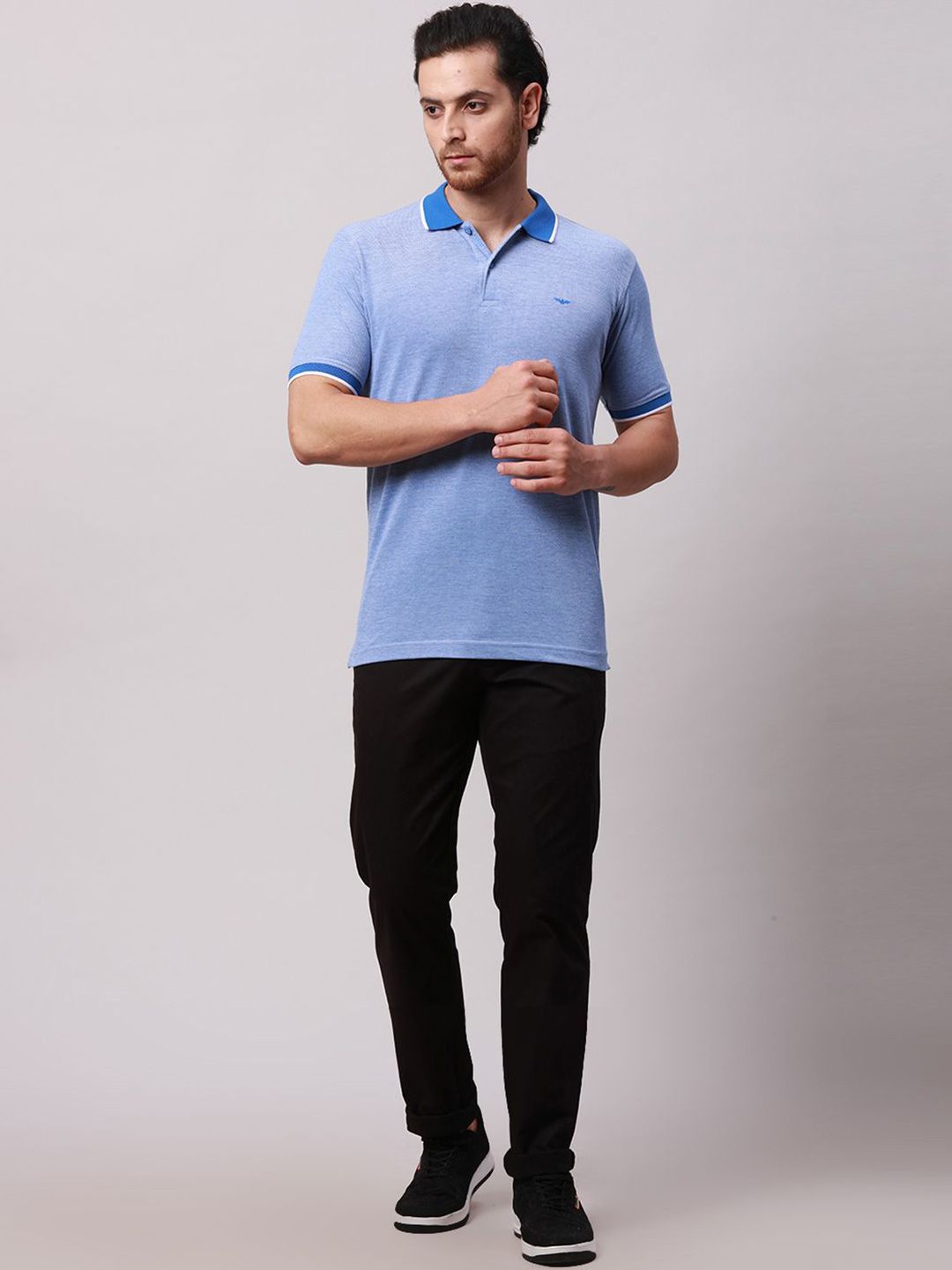 Park Avenue Men Polo Collar Pockets Slim Fit T-shirt