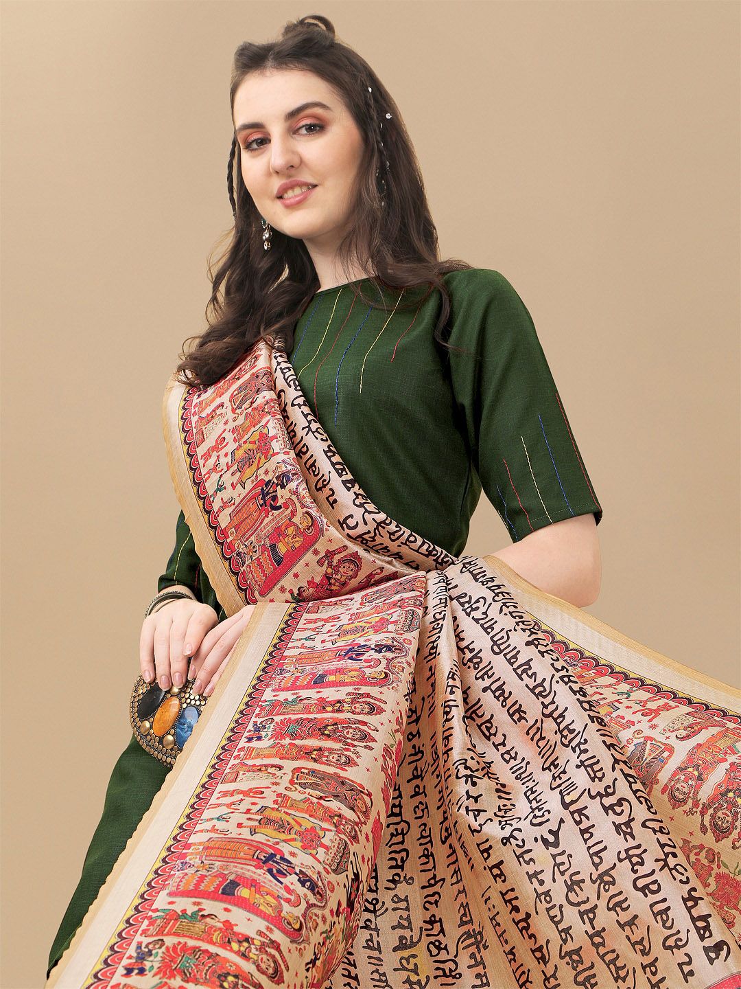 KALINI Women Striped Kurta with Trousers with Digital Print Dupatta