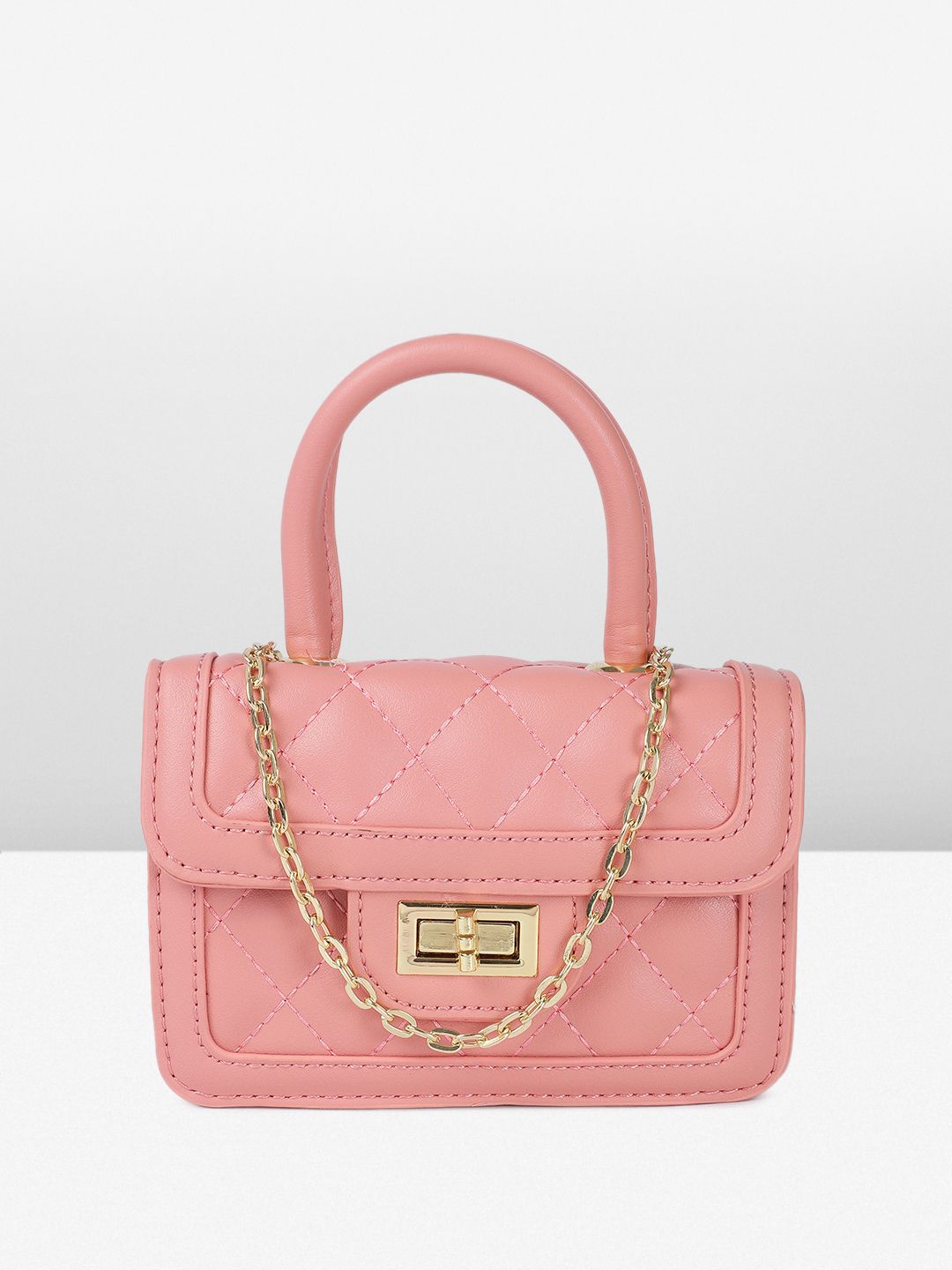 DressBerry Textured Miniature Satchel Bag with Quilted