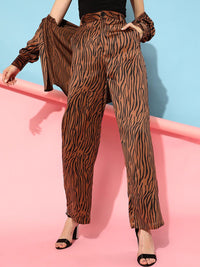 STREET 9 Women Brown Animal Printed Trousers