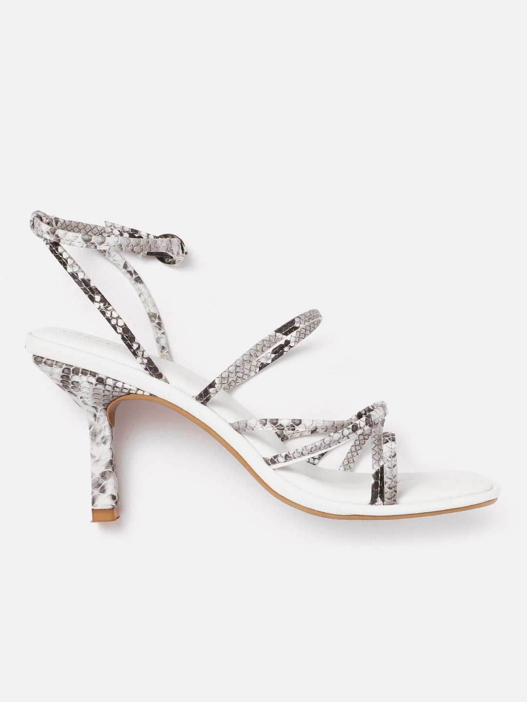 Lino Perros Snakeskin Print Strappy Slim Heels