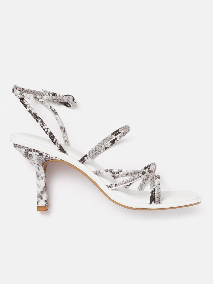 Lino Perros Snakeskin Print Strappy Slim Heels