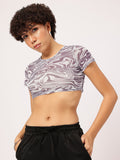 DressBerry Net-Worthy Abstract Print Crop Top