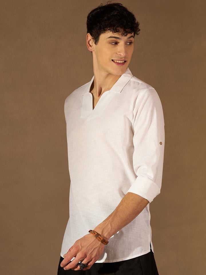 Dennison Men White Comfort Fit kurta