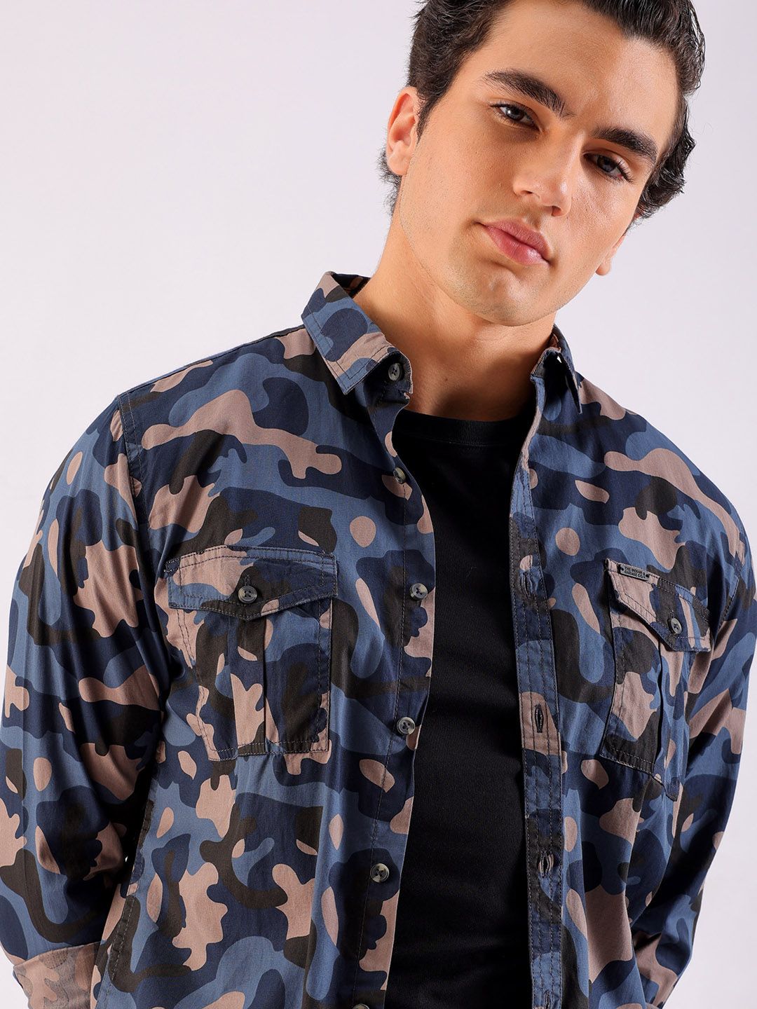 The Indian Garage Co Men Teal & Beige Printed Casual Shirt