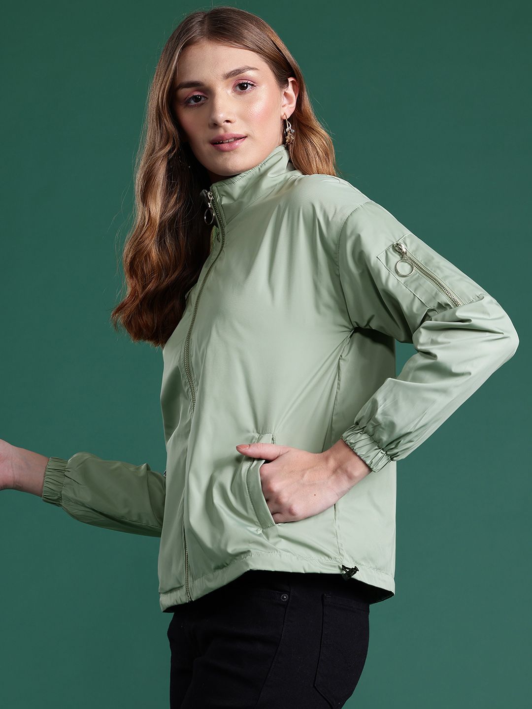 DressBerry Bomber Jacket with Mock Collar