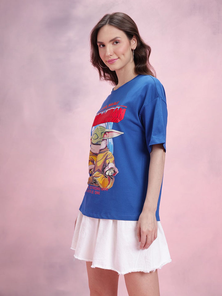 DressBerry The Mandalorian Print Drop-Shoulder Sleeves Pure Cotton Oversized T-shirt