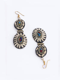 PANASH Gold Plated Contemporary Stone Studded Drop Earrings