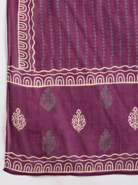 Indo Era Floral Printed Tie-Up Neck Pure Cotton Straight Kurta With Trousers & Dupatta