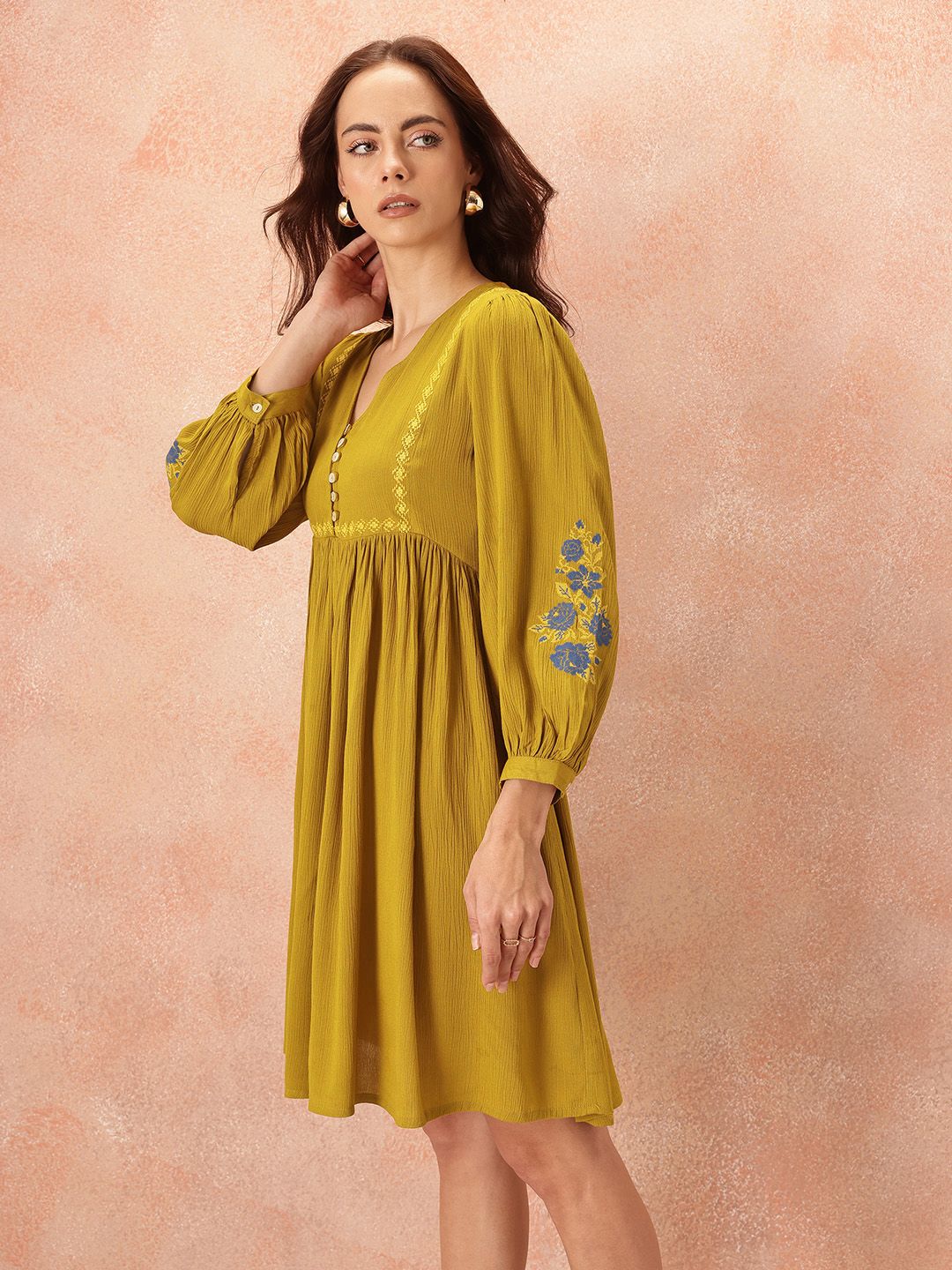 all about you Embroidered Detail A-Line Dress