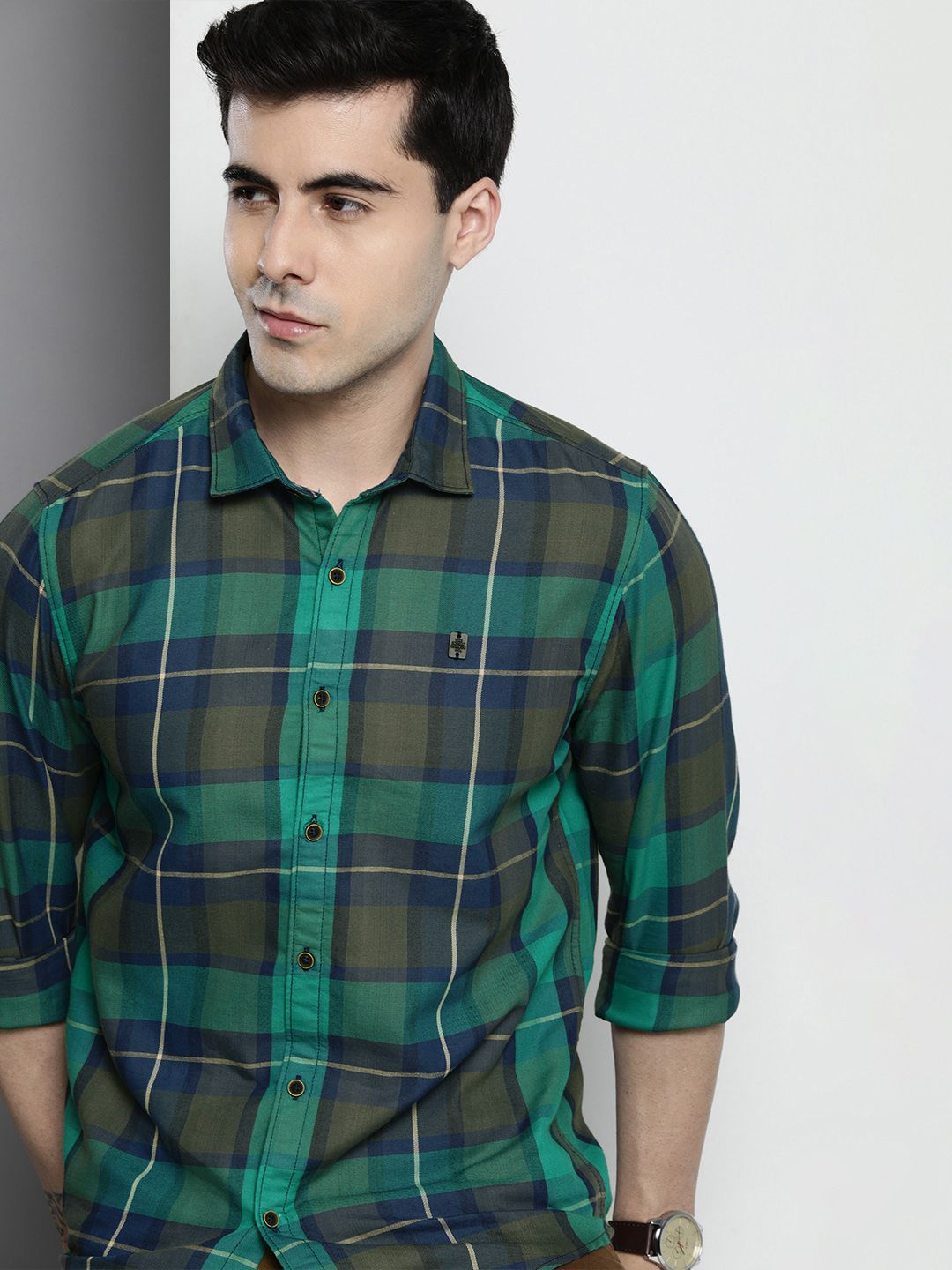 The Indian Garage Co Men Tartan Checked Casual Shirt