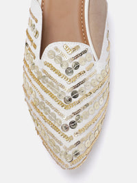 House of Pataudi Women Sequin Embellished Ethnic Mules