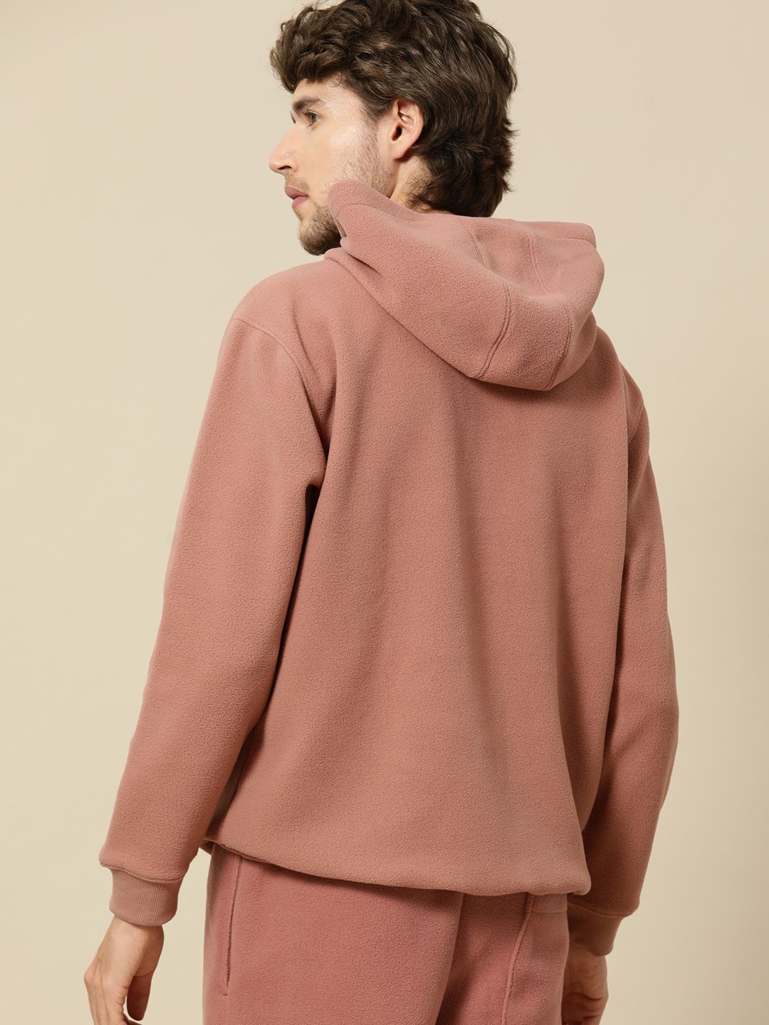 Mr Bowerbird Men Rust Pink Hooded Fleece Sweatshirt