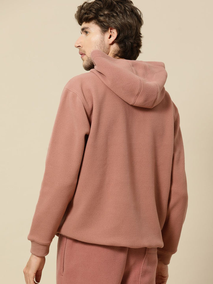 Mr Bowerbird Men Rust Pink Hooded Fleece Sweatshirt