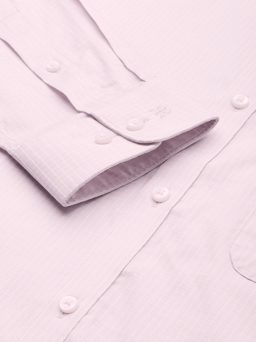 Raymond Self Design Checked Slim Fit Pure Cotton Formal Shirt