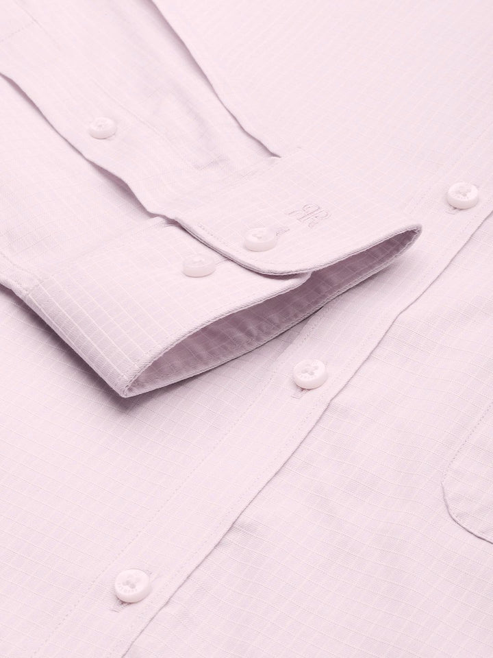Raymond Self Design Checked Slim Fit Pure Cotton Formal Shirt