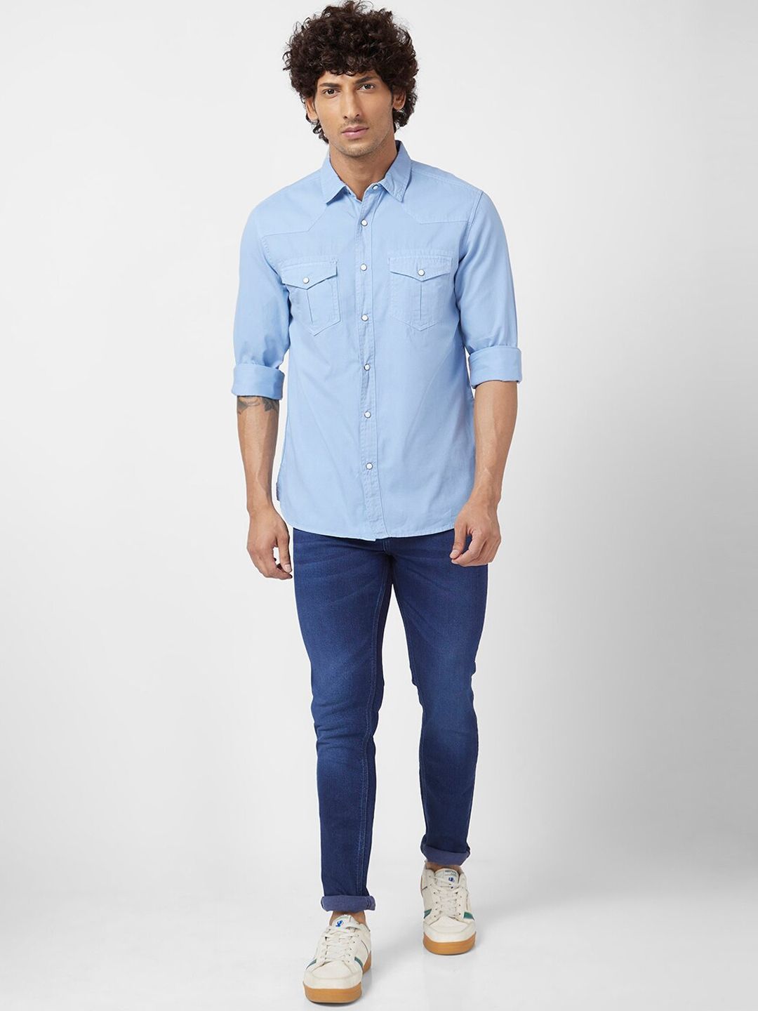SPYKAR Men Blue Skinny Fit Low-Rise Light Fade Clean Look Stretchable Jeans