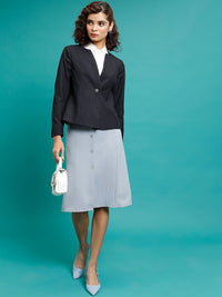 Chic oleh Tokyo Talkies Tentera Laut Blue Clolarless Single-Breasted Blazer