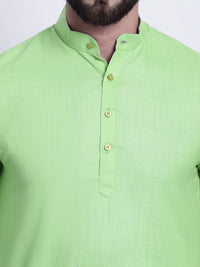 SOJANYA Men Green Solid Straight Kurta