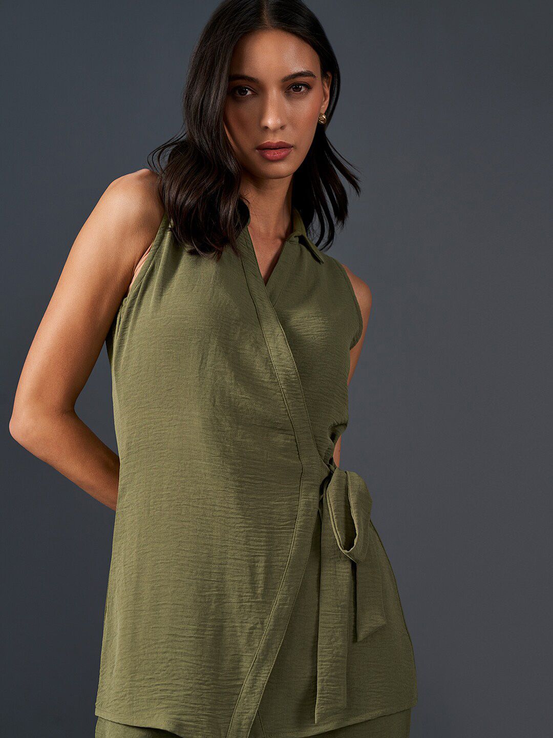 AND V-Neck Sleeveless Top With Palazzo