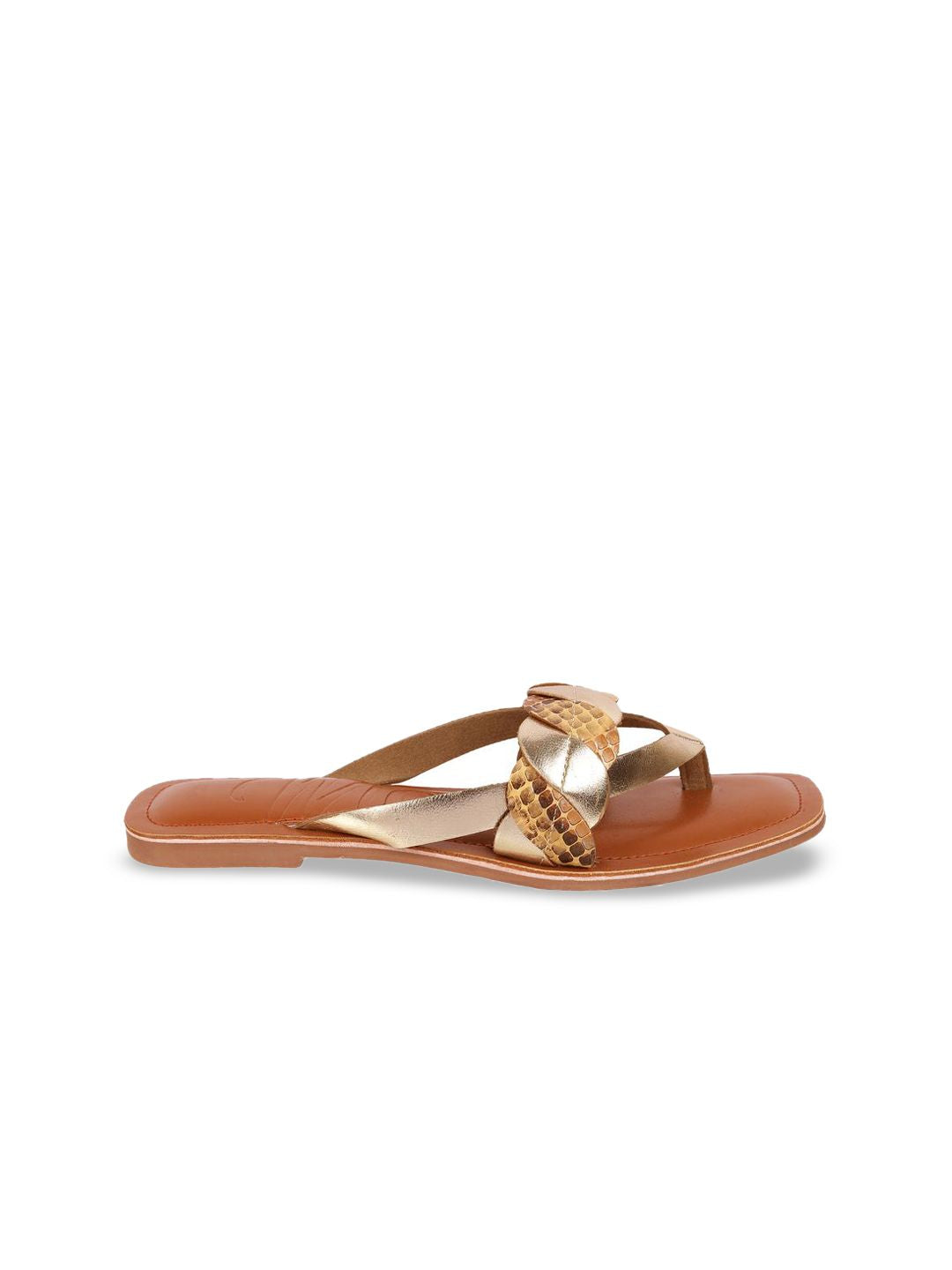 Mochi Women Printed Open Toe Flats with Buckles
