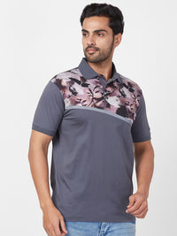 Park Avenue Floral Printed Polo Collar Pure Cotton Slim Fit T-shirt