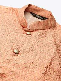 SOJANYA Kurta Lelaki Warna Emas & Peach dengan Jaket Churidar & Nehru