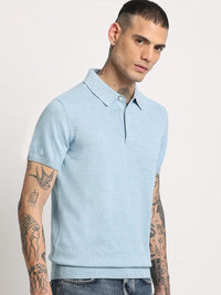 THE BEAR HOUSE Men Solid Regular Fit Cotton Polo Collar T-Shirt